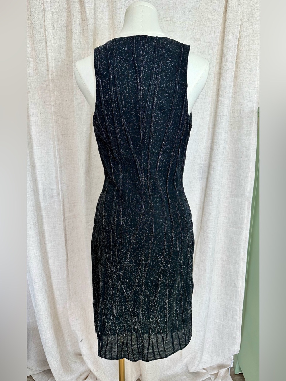Vintage Andrea Polizzi Sleeveless Black Metallic Midi Dress - Picture 2 of 5